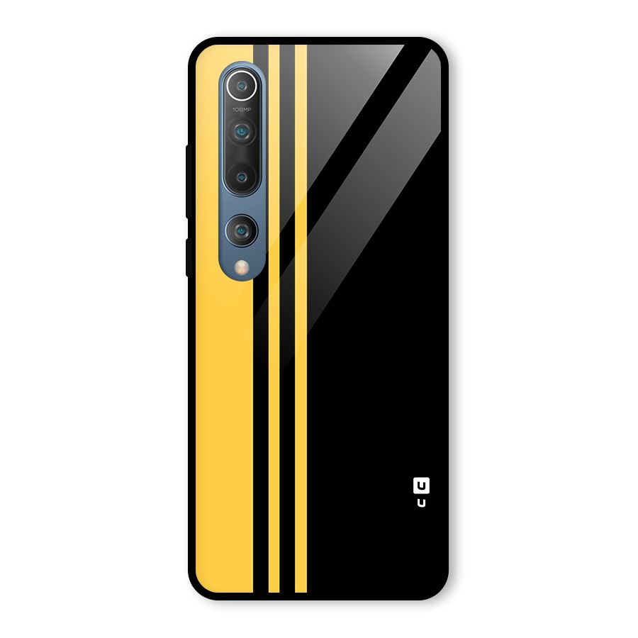 Minimal Yellow and Black Design Glass Back Case for Mi 10