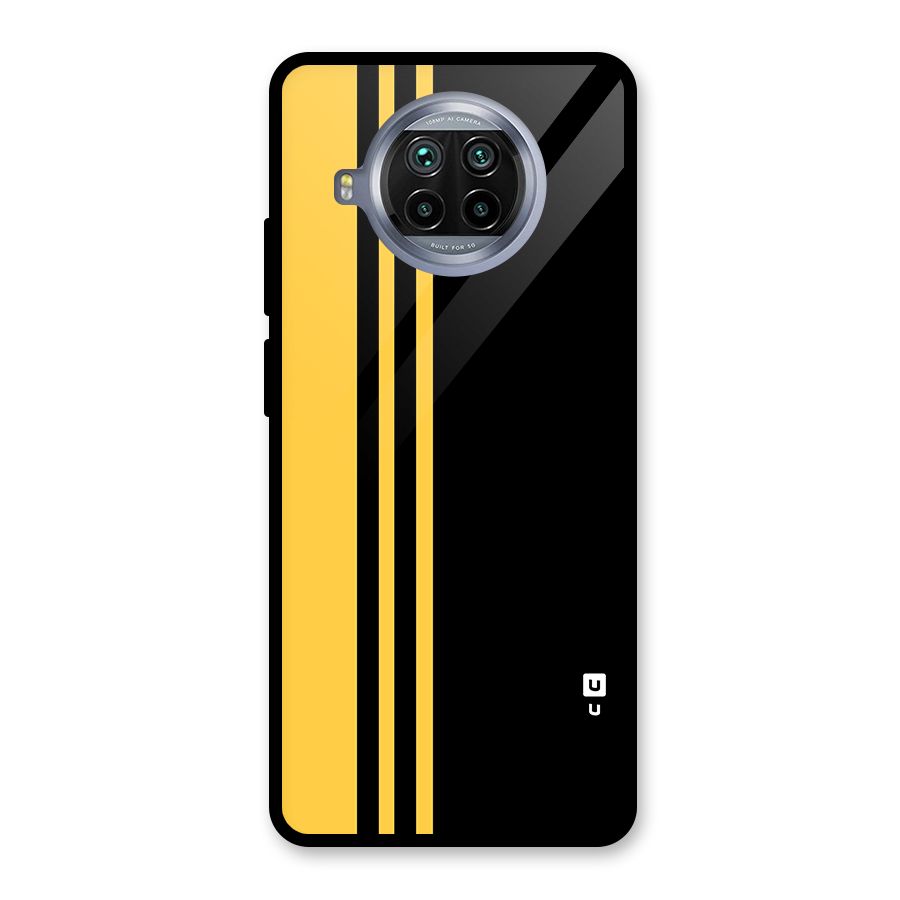 Minimal Yellow and Black Design Glass Back Case for Mi 10i