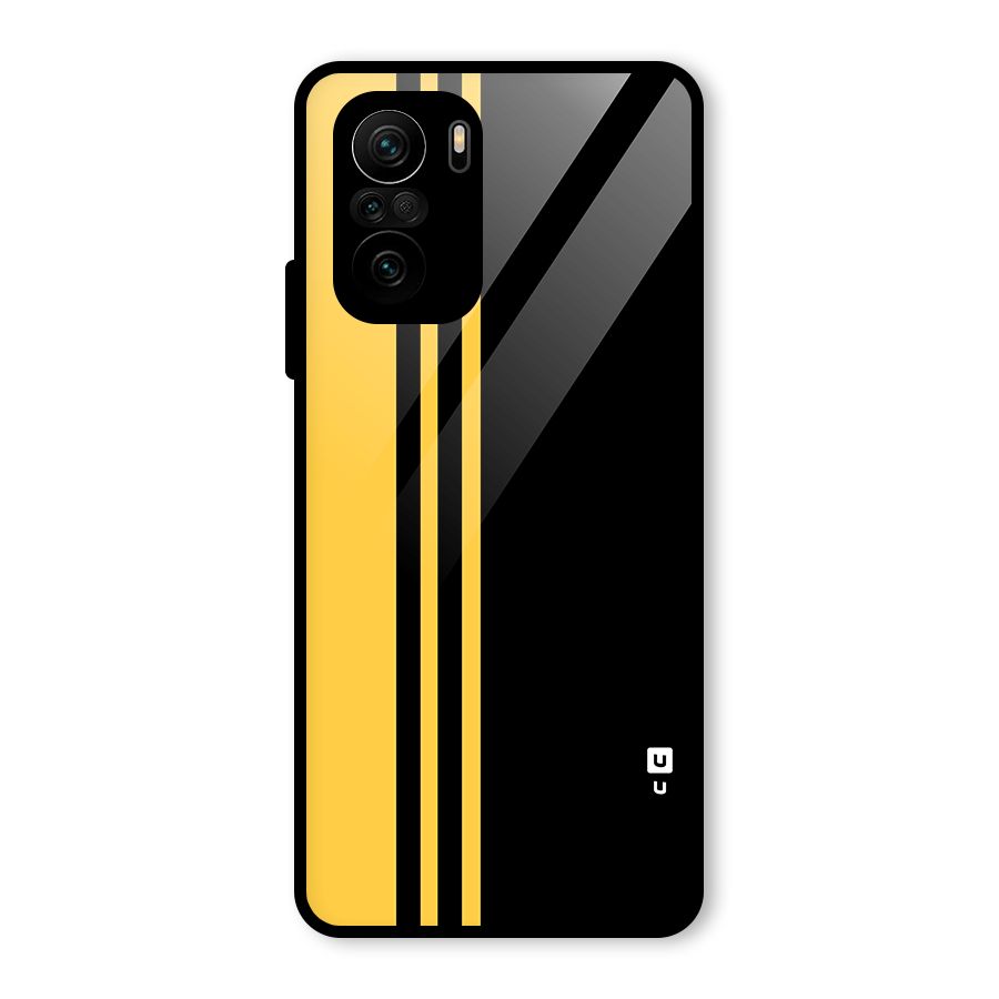 Minimal Yellow and Black Design Glass Back Case for Mi 11x