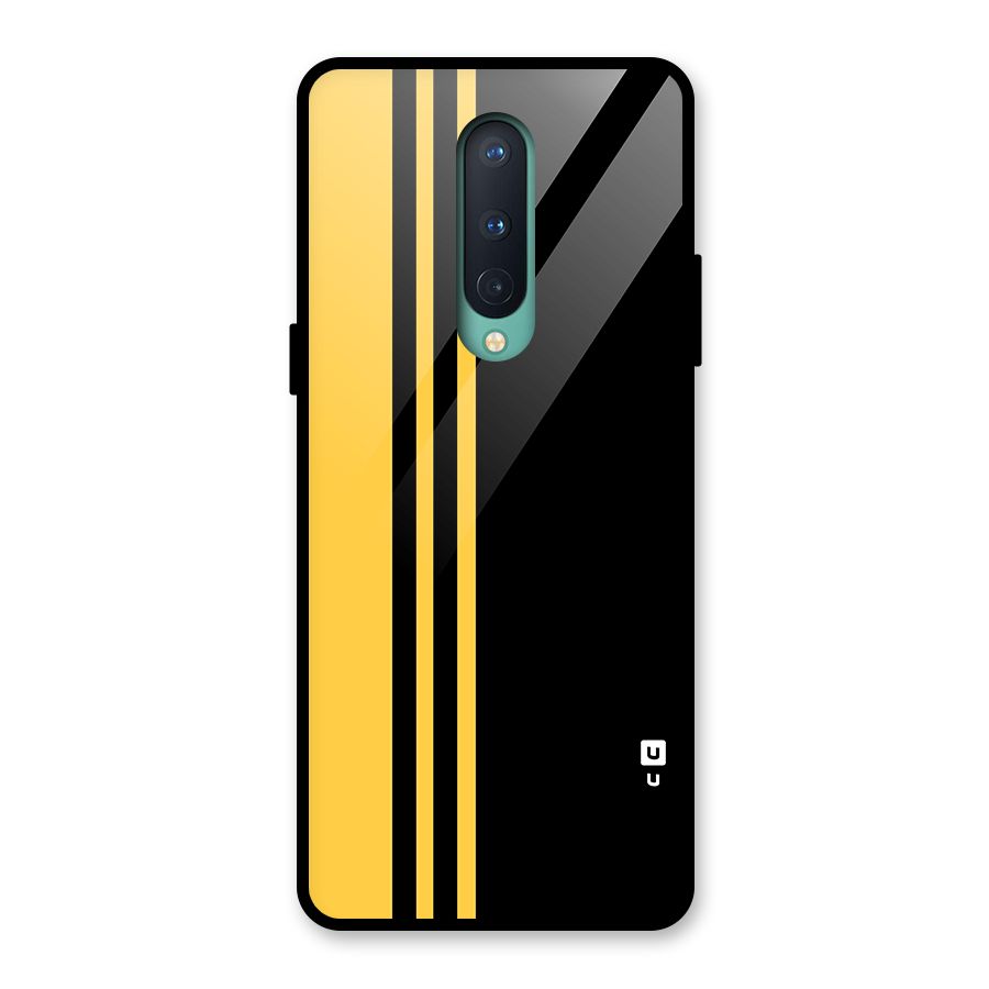 Minimal Yellow and Black Design Glass Back Case for OnePlus 8