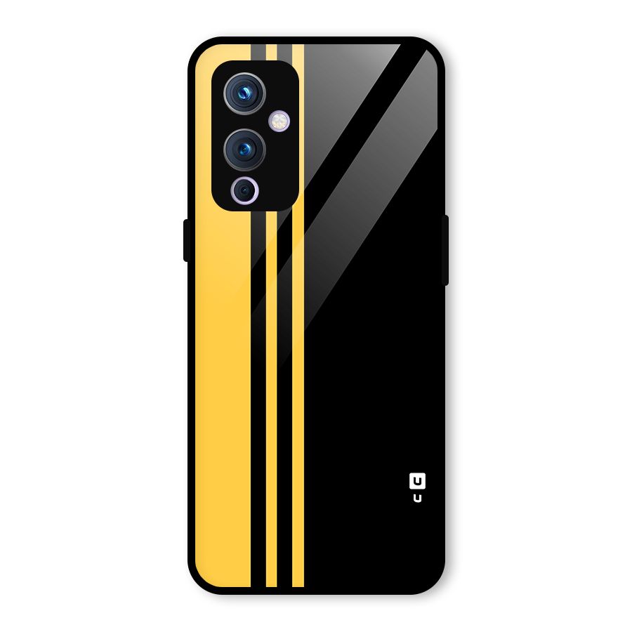 Minimal Yellow and Black Design Glass Back Case for OnePlus 9