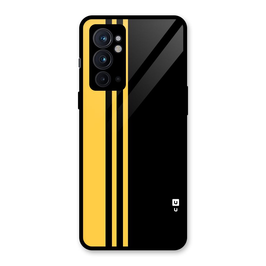 Minimal Yellow and Black Design Glass Back Case for OnePlus 9RT 5G