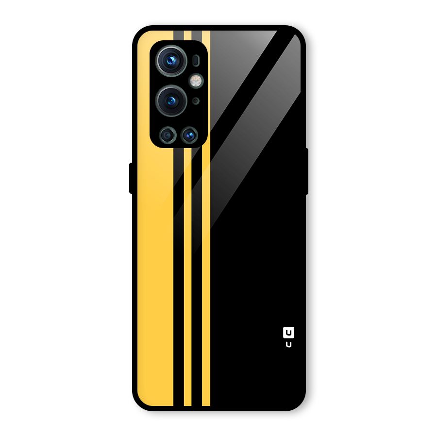 Minimal Yellow and Black Design Glass Back Case for OnePlus 9 Pro