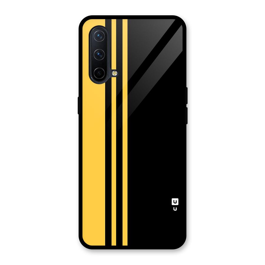 Minimal Yellow and Black Design Glass Back Case for OnePlus Nord CE 5G