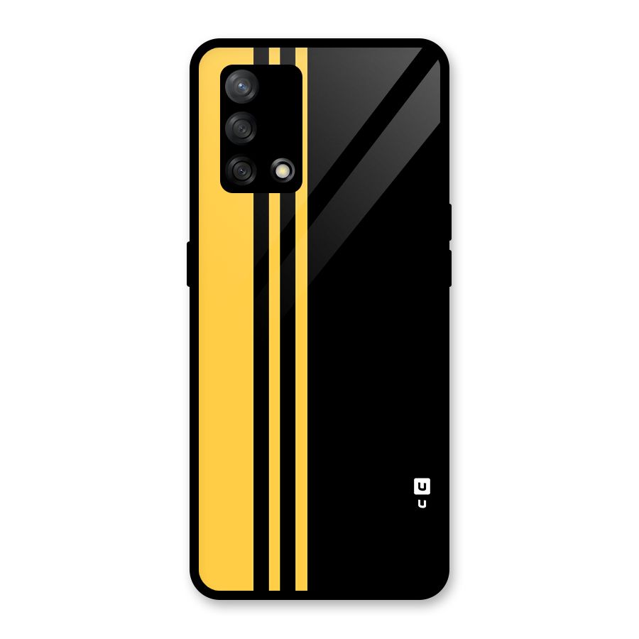 Minimal Yellow and Black Design Glass Back Case for Oppo F19