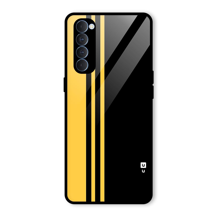 Minimal Yellow and Black Design Glass Back Case for Oppo Reno4 Pro