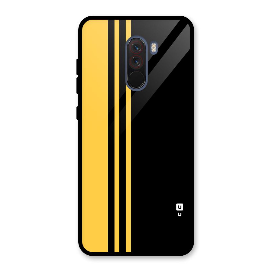 Minimal Yellow and Black Design Glass Back Case for Poco F1