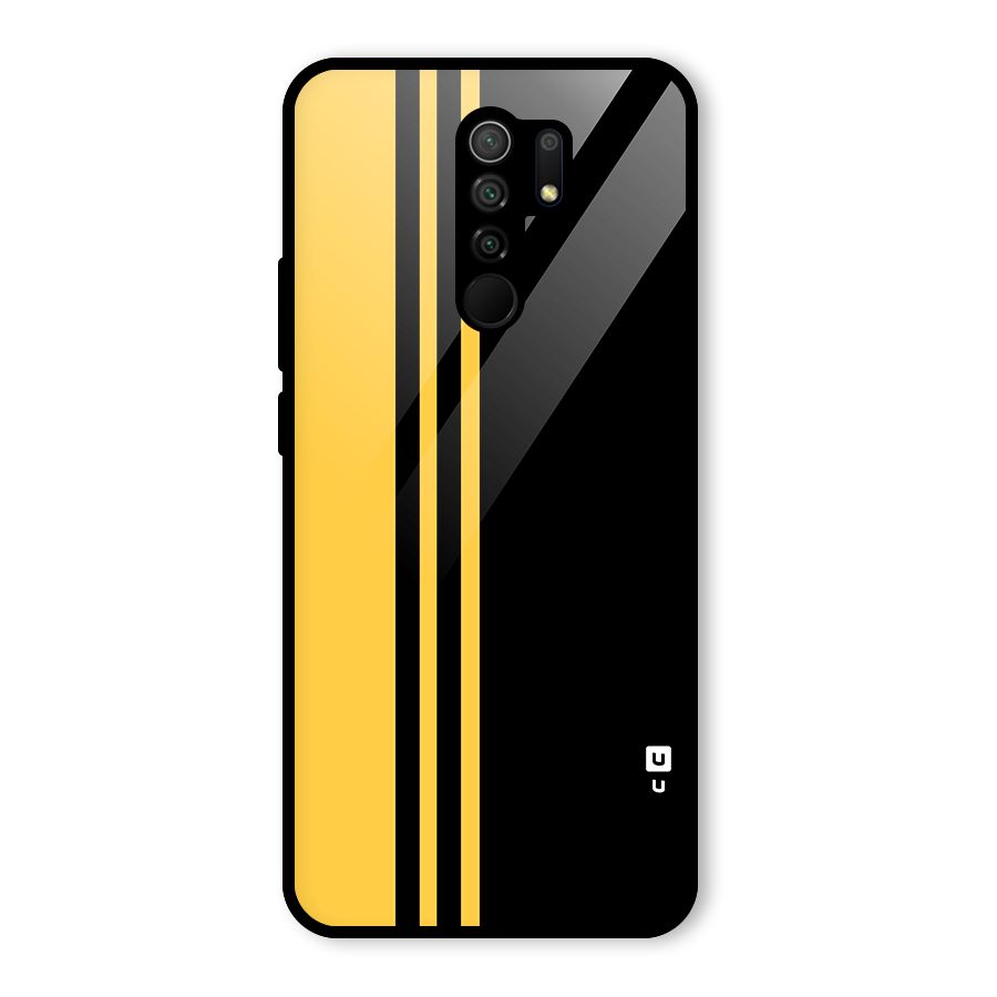 Minimal Yellow and Black Design Glass Back Case for Poco M2