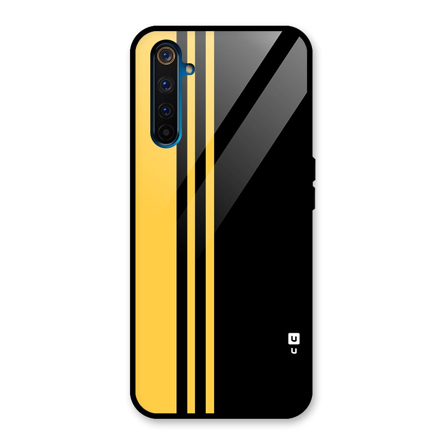 Minimal Yellow and Black Design Glass Back Case for Realme 6 Pro
