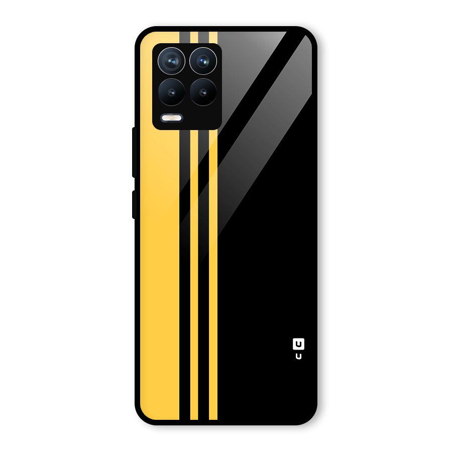 Minimal Yellow and Black Design Glass Back Case for Realme 8