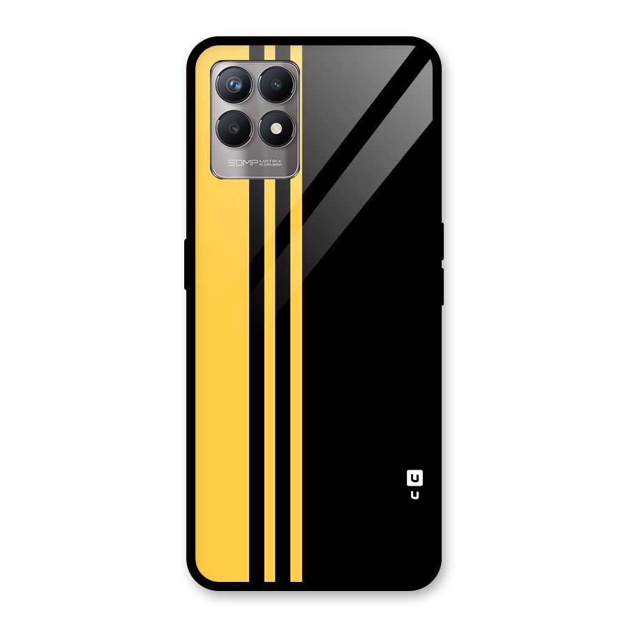 Minimal Yellow and Black Design Glass Back Case for Realme 8i