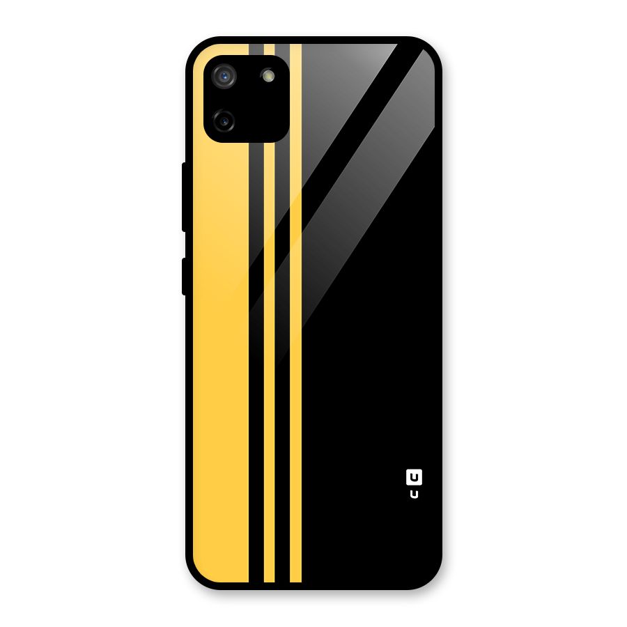 Minimal Yellow and Black Design Glass Back Case for Realme C11