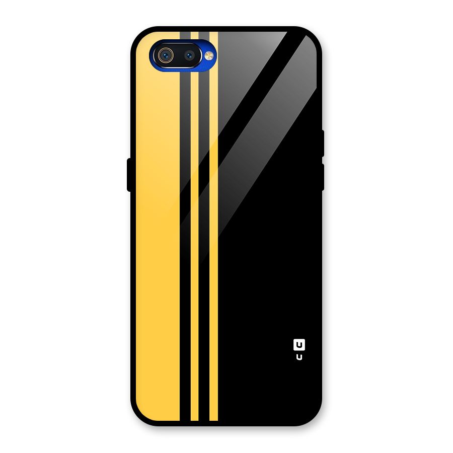 Minimal Yellow and Black Design Glass Back Case for Realme C2