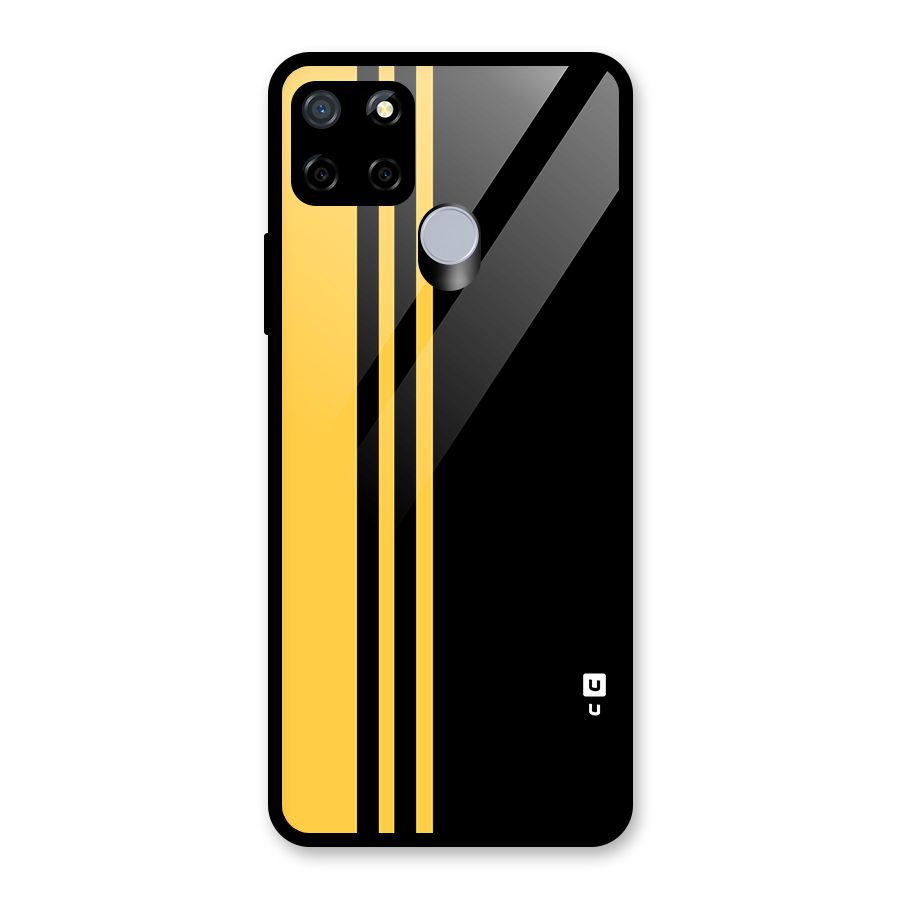 Minimal Yellow and Black Design Glass Back Case for Realme Narzo 20