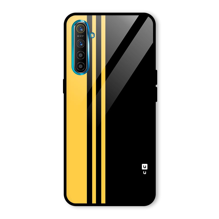 Minimal Yellow and Black Design Glass Back Case for Realme X2
