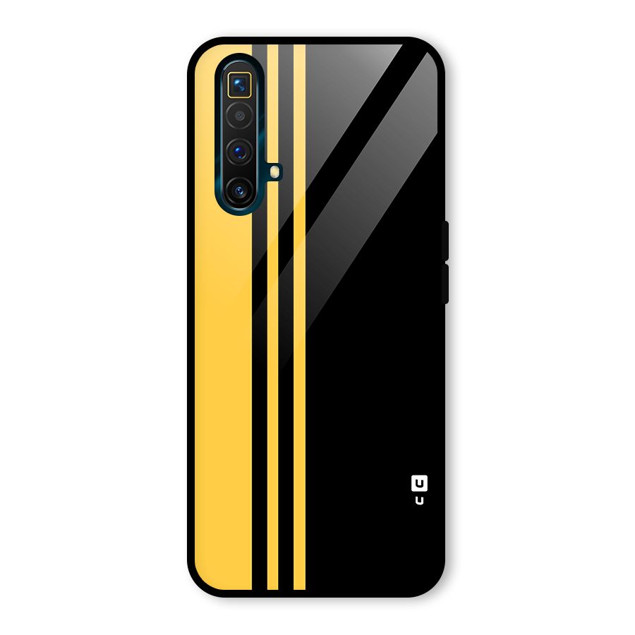 Minimal Yellow and Black Design Glass Back Case for Realme X3 SuperZoom