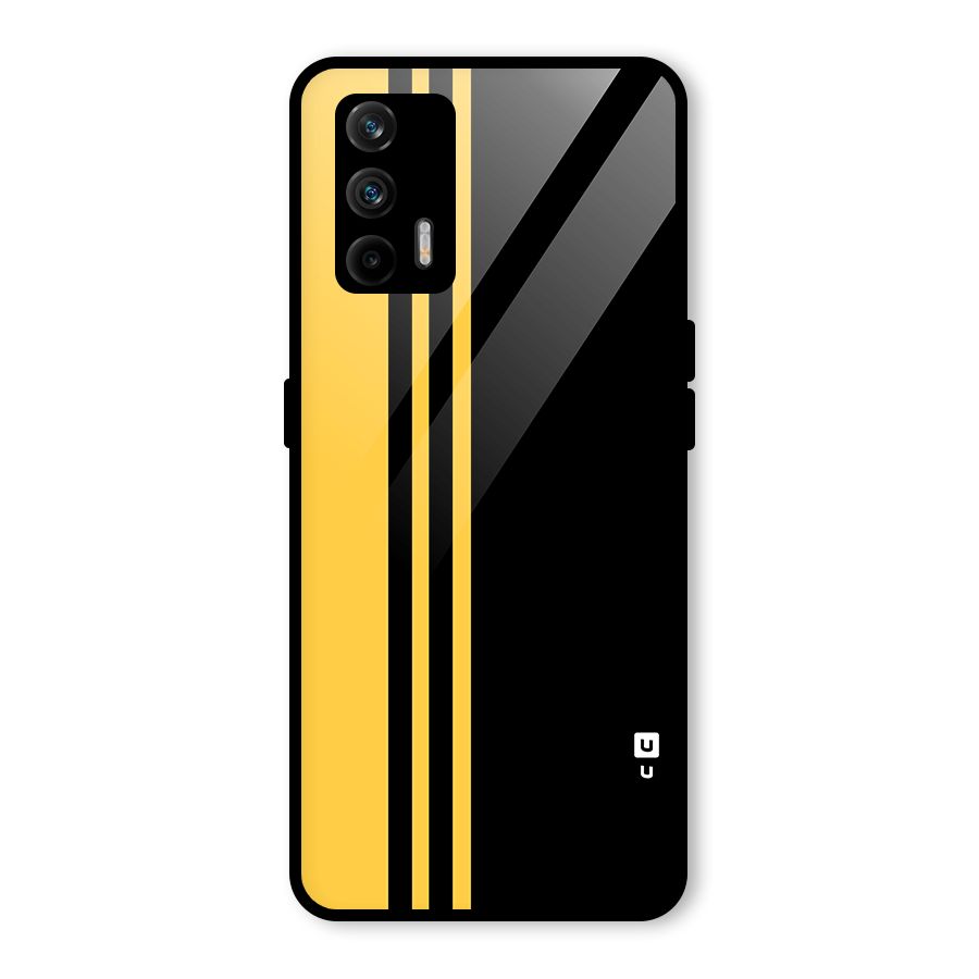 Minimal Yellow and Black Design Glass Back Case for Realme X7 Max