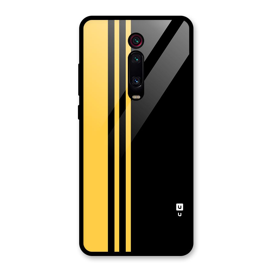 Minimal Yellow and Black Design Glass Back Case for Redmi K20 Pro