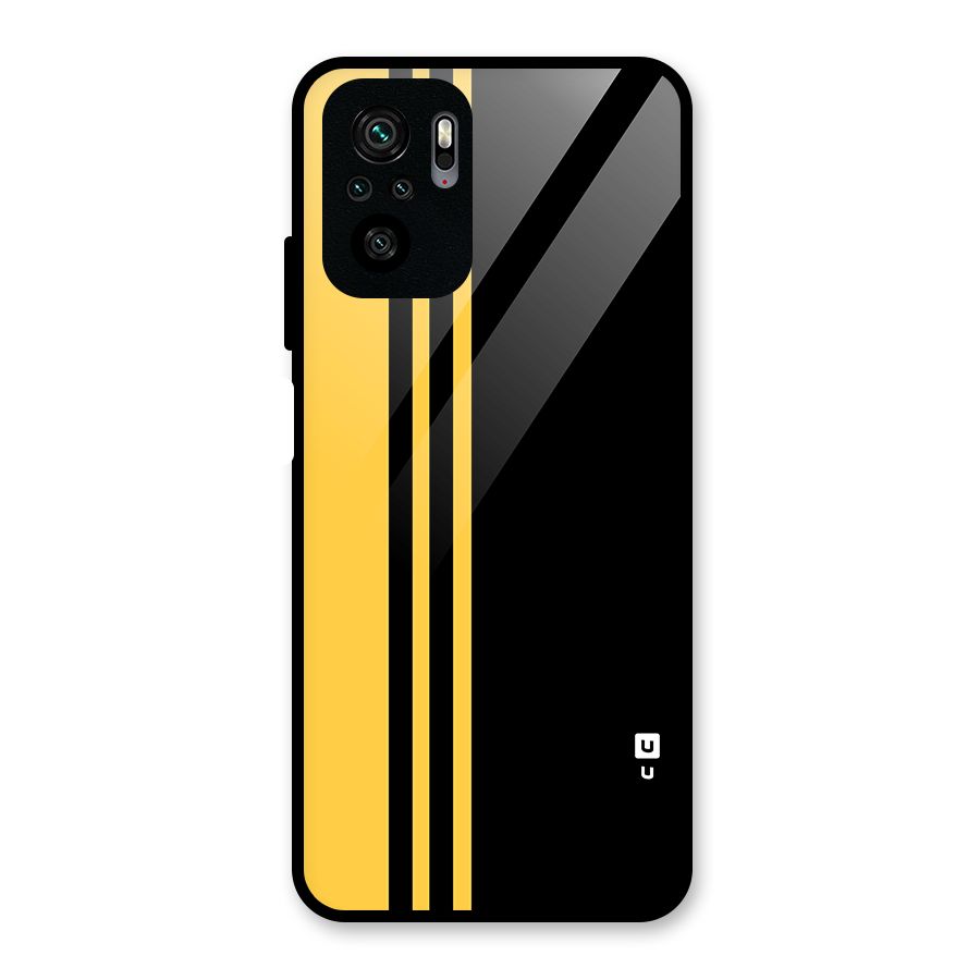 Minimal Yellow and Black Design Glass Back Case for Redmi Note 10S