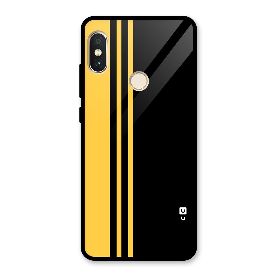 Minimal Yellow and Black Design Glass Back Case for Redmi Note 5 Pro