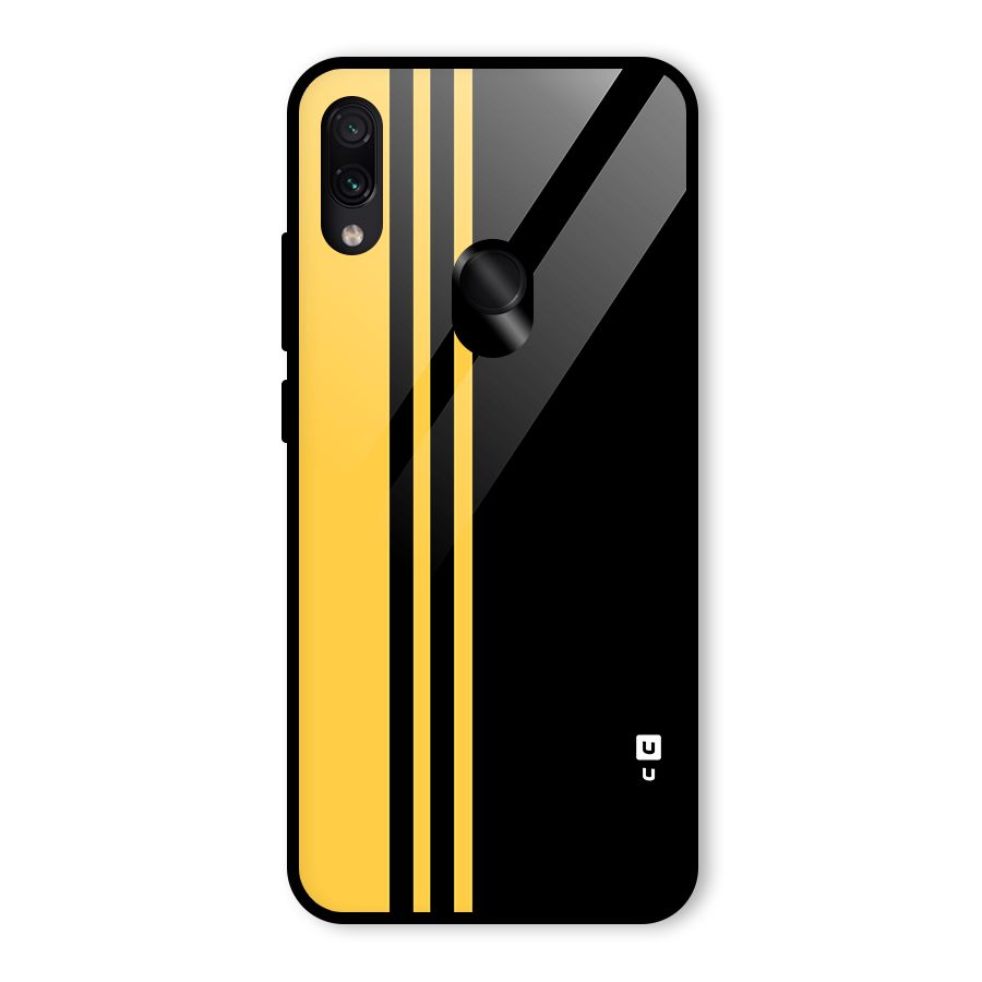 Minimal Yellow and Black Design Glass Back Case for Redmi Note 7