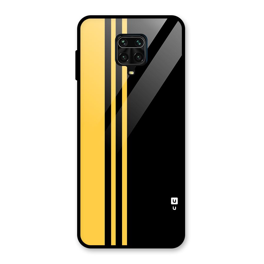 Minimal Yellow and Black Design Glass Back Case for Redmi Note 9 Pro Max