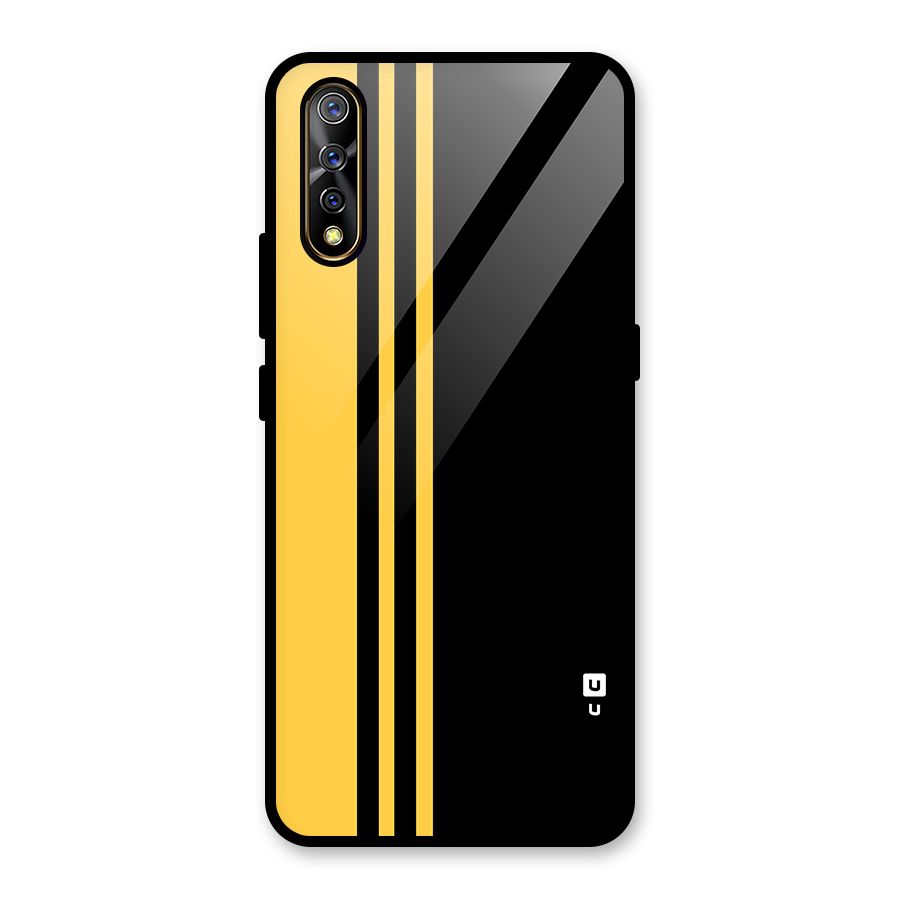 Minimal Yellow and Black Design Glass Back Case for Vivo S1