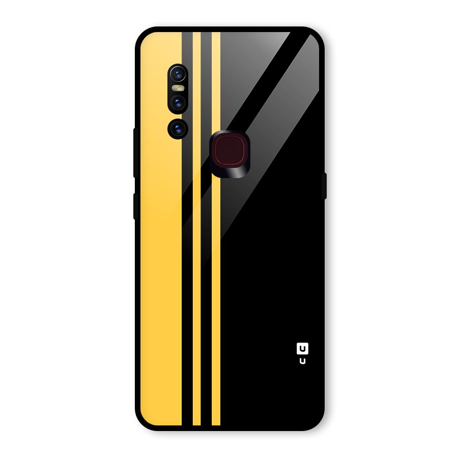 Minimal Yellow and Black Design Glass Back Case for Vivo V15