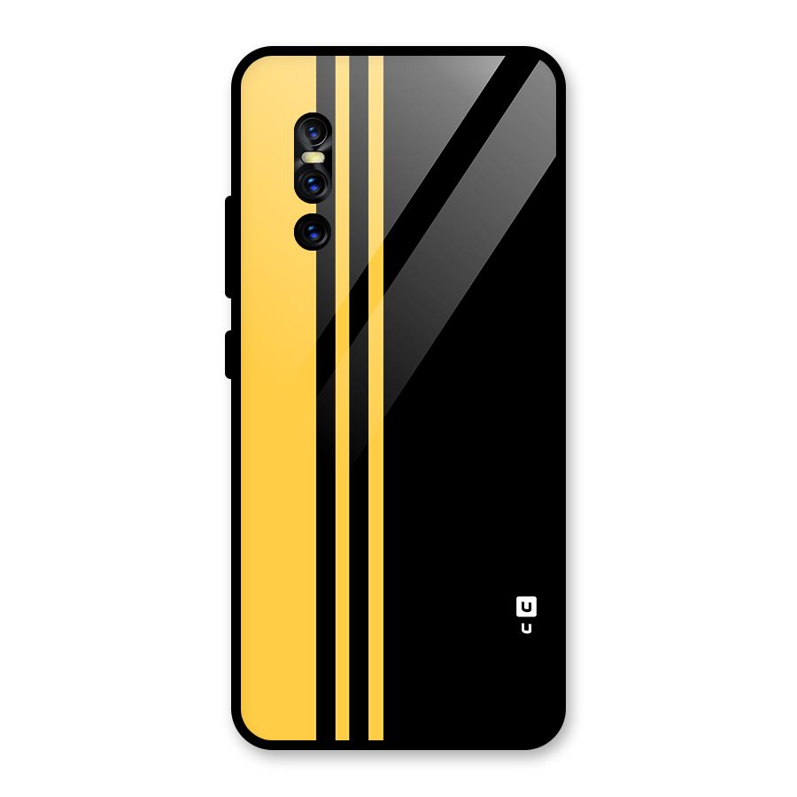 Minimal Yellow and Black Design Glass Back Case for Vivo V15 Pro