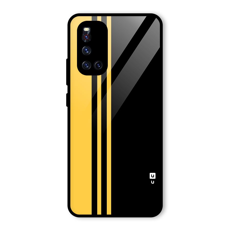 Minimal Yellow and Black Design Glass Back Case for Vivo V19