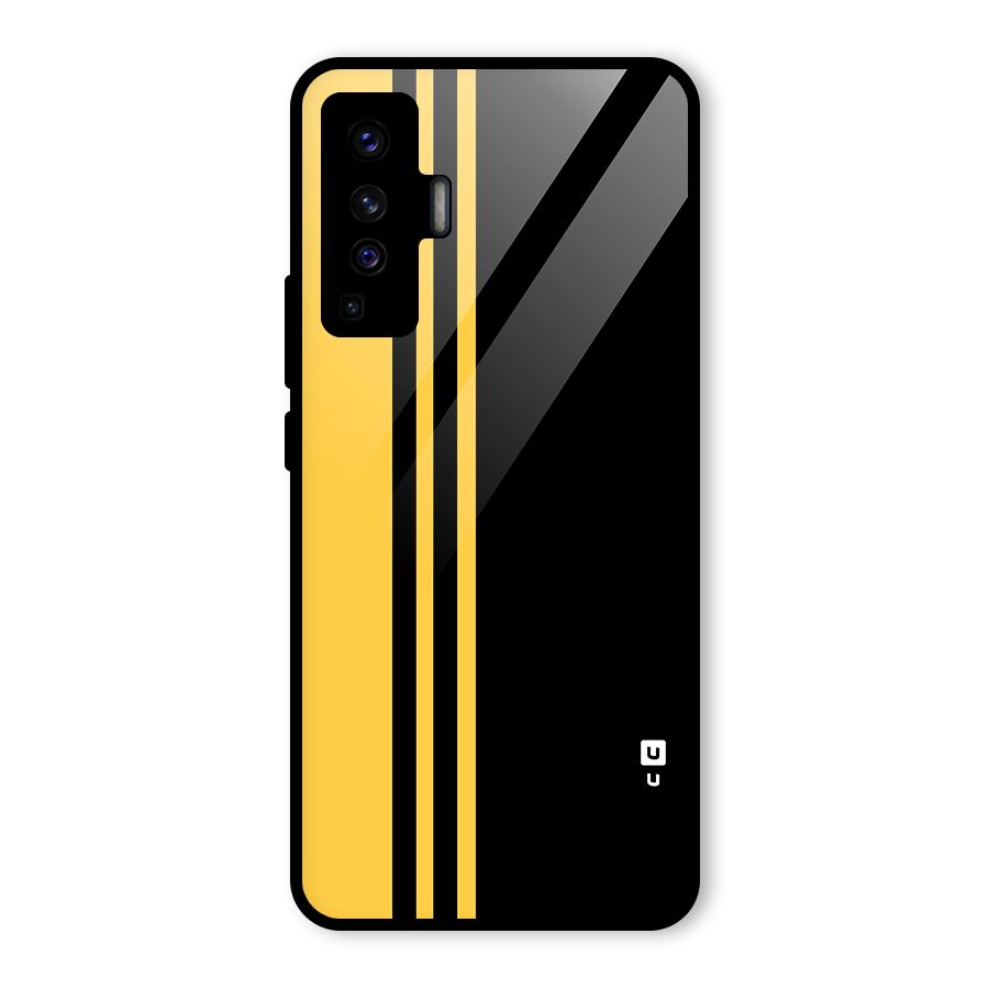 Minimal Yellow and Black Design Glass Back Case for Vivo X50