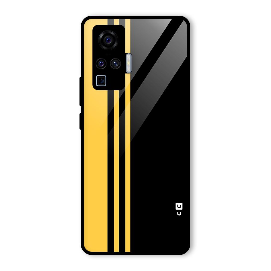Minimal Yellow and Black Design Glass Back Case for Vivo X50 Pro