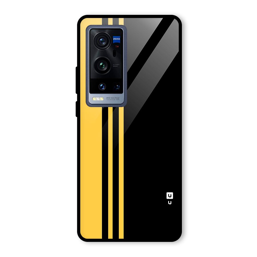 Minimal Yellow and Black Design Glass Back Case for Vivo X60 Pro Plus