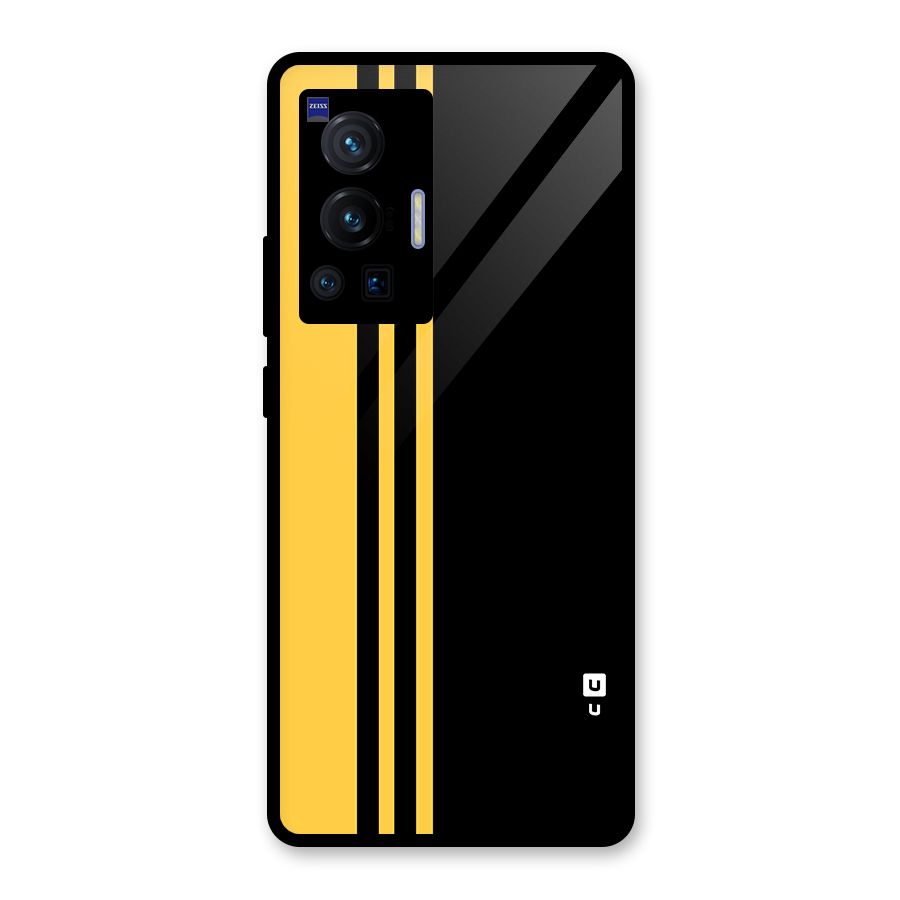 Minimal Yellow and Black Design Glass Back Case for Vivo X70 Pro