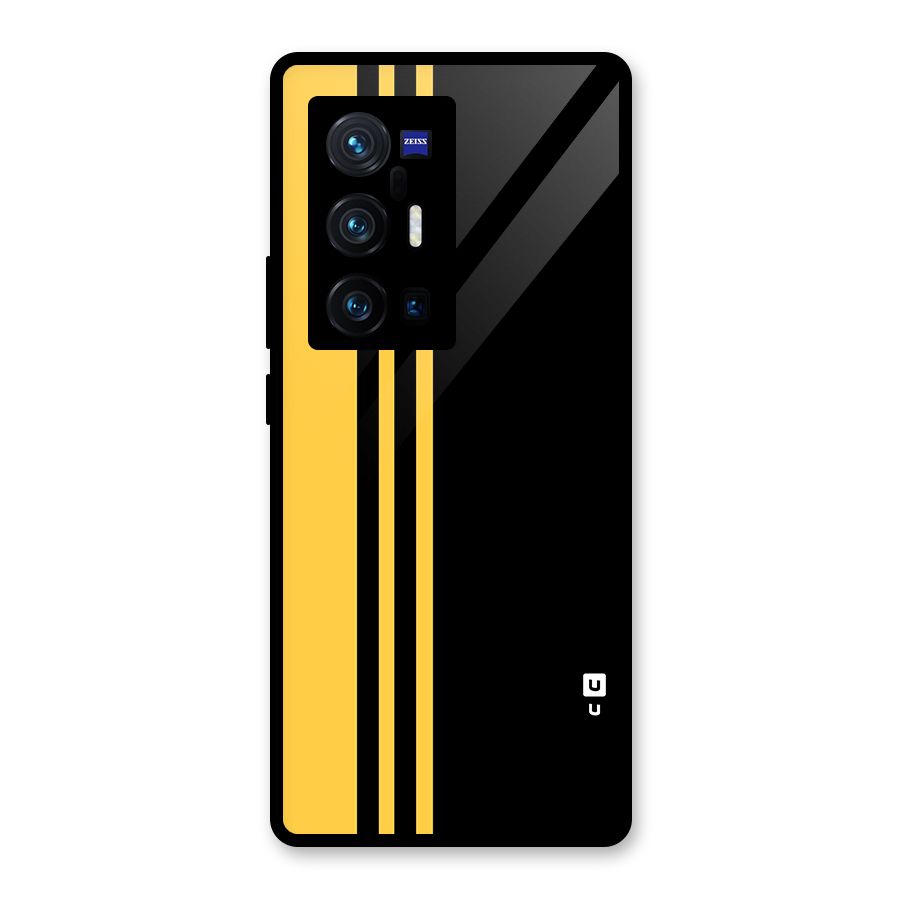 Minimal Yellow and Black Design Glass Back Case for Vivo X70 Pro Plus