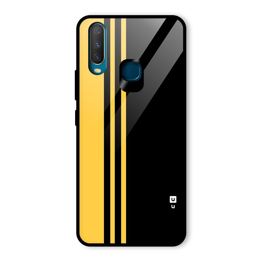 Minimal Yellow and Black Design Glass Back Case for Vivo Y17