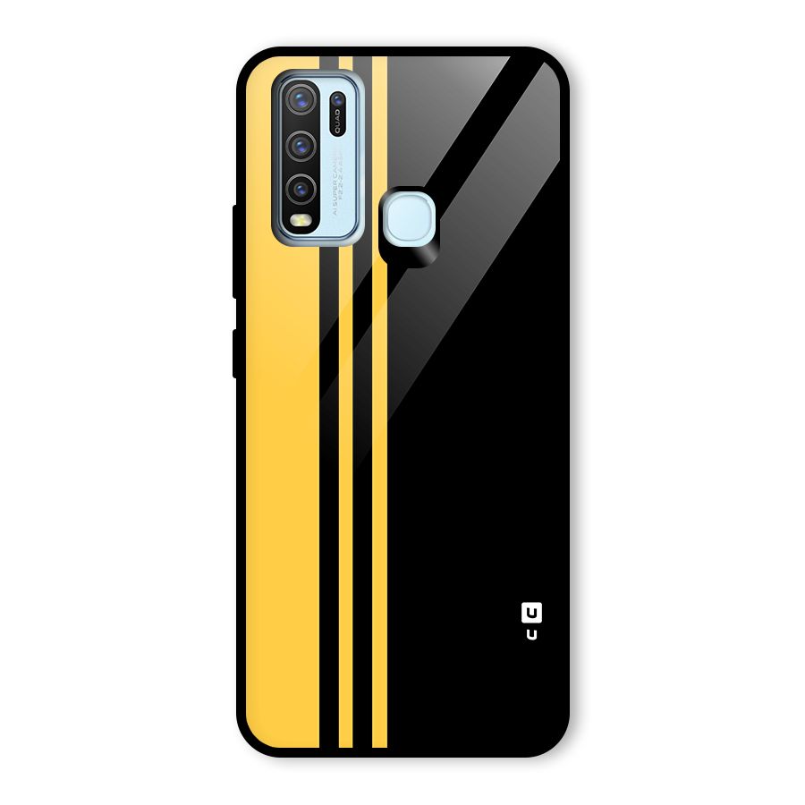 Minimal Yellow and Black Design Glass Back Case for Vivo Y30