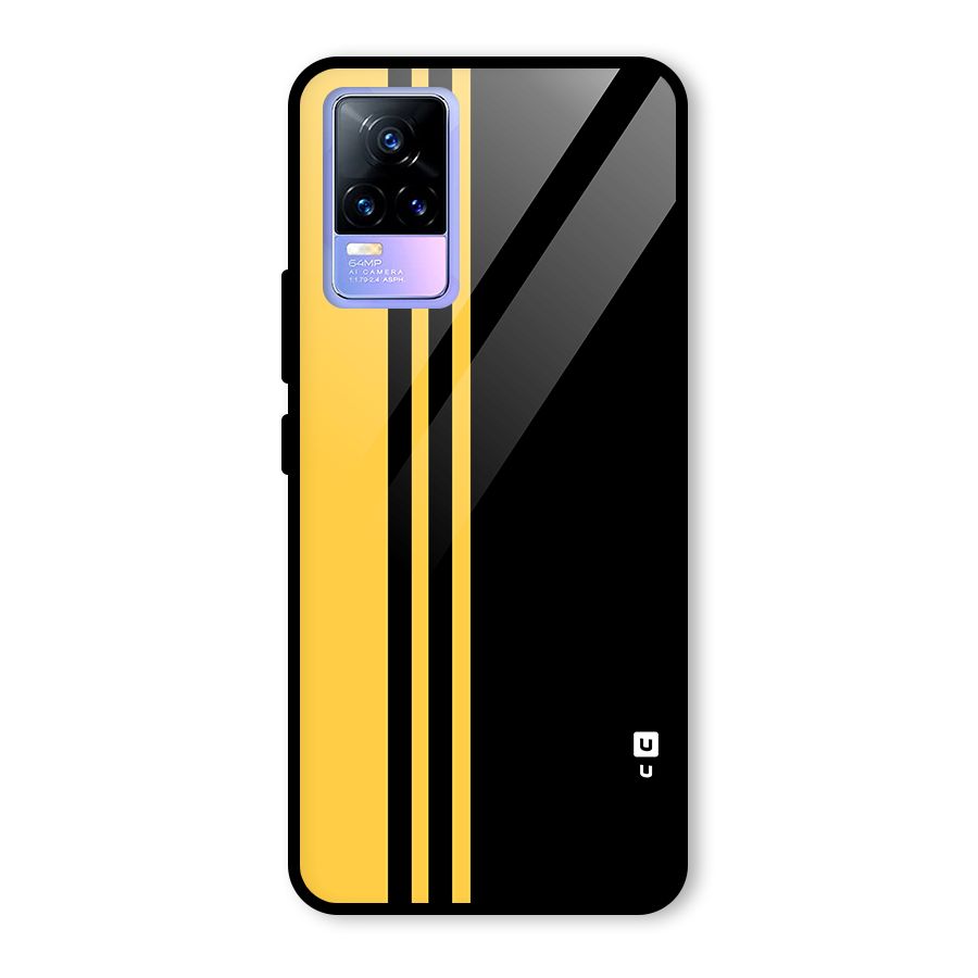 Minimal Yellow and Black Design Glass Back Case for Vivo Y73