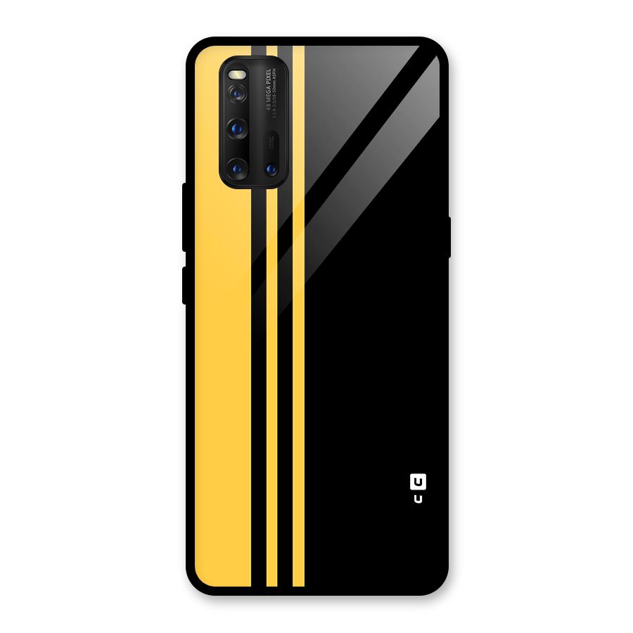 Minimal Yellow and Black Design Glass Back Case for Vivo iQOO 3
