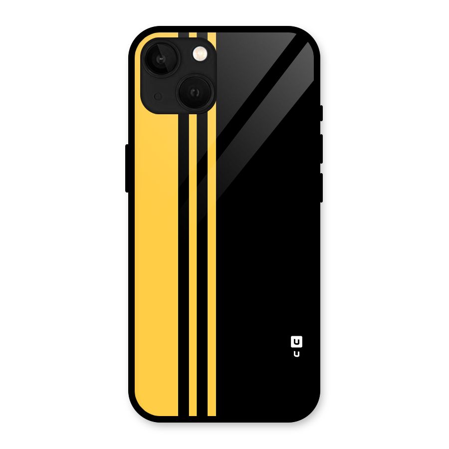 Minimal Yellow and Black Design Glass Back Case for iPhone 13