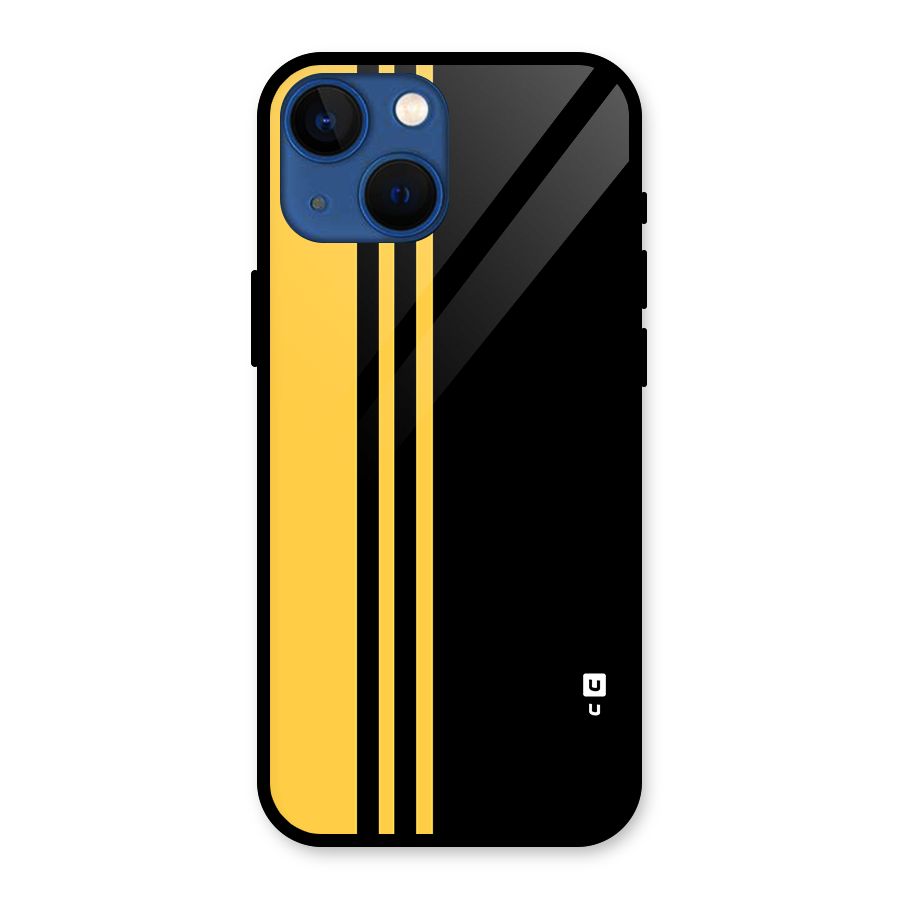 Minimal Yellow and Black Design Glass Back Case for iPhone 13 Mini