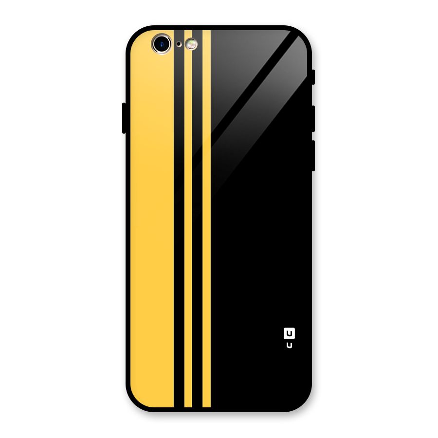 Minimal Yellow and Black Design Glass Back Case for iPhone 6 6S