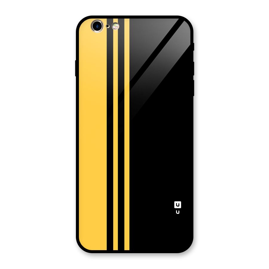 Minimal Yellow and Black Design Glass Back Case for iPhone 6 Plus 6S Plus