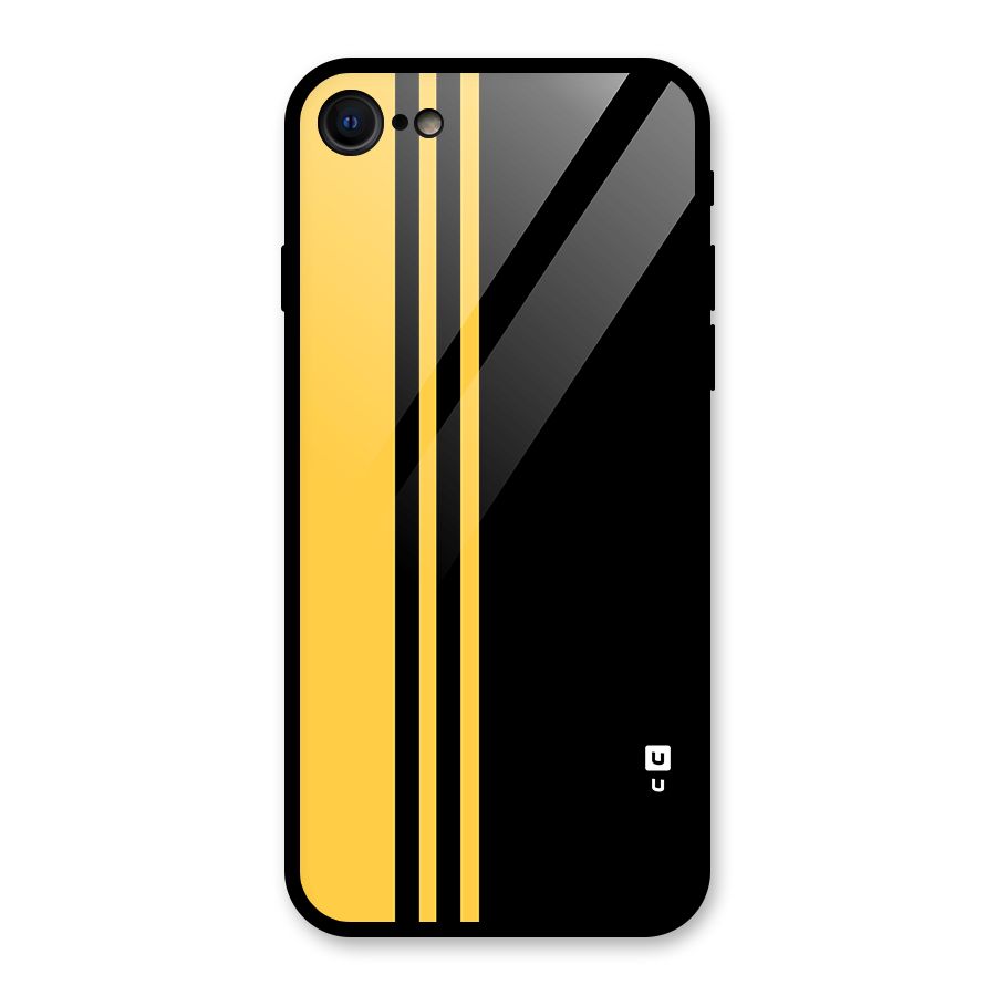 Minimal Yellow and Black Design Glass Back Case for iPhone 7