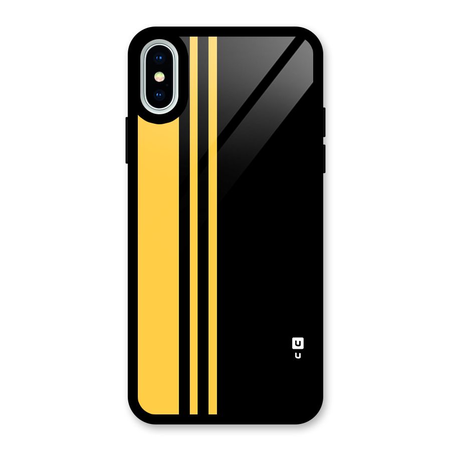Minimal Yellow and Black Design Glass Back Case for iPhone XS