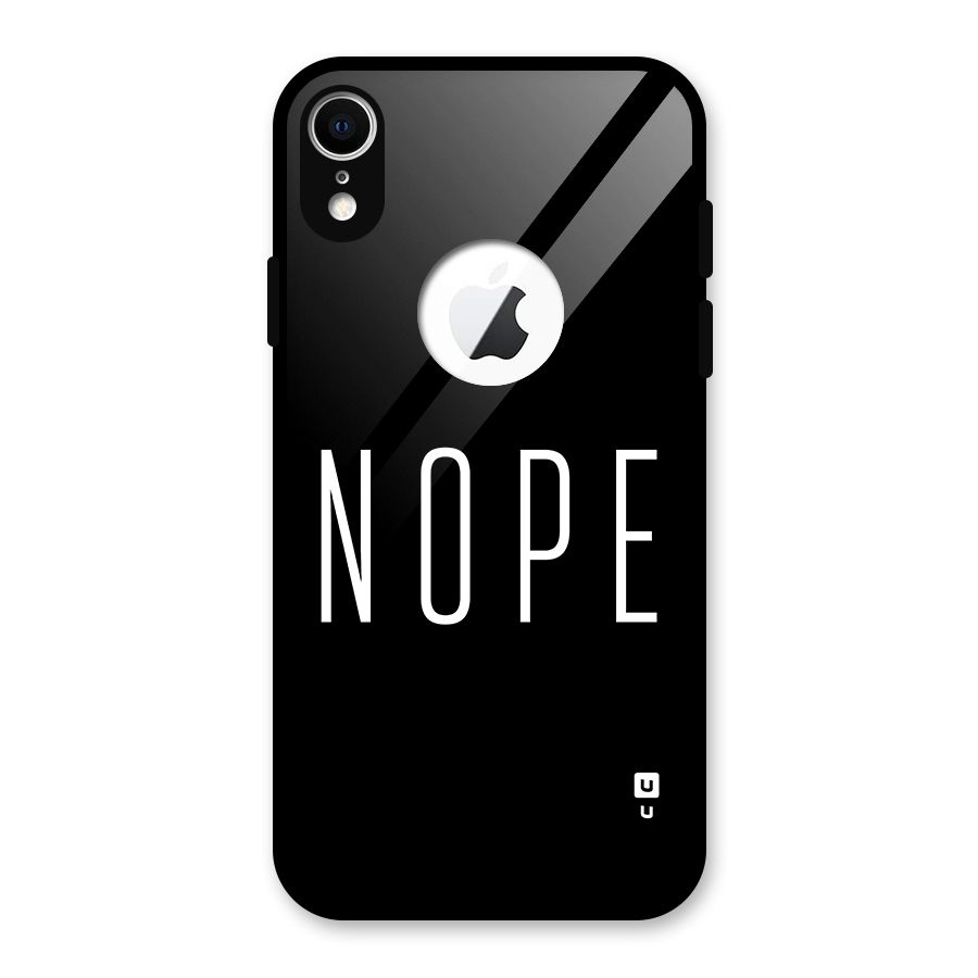 Minimalistic Nope Glass Back Case for iPhone XR Logo Cut