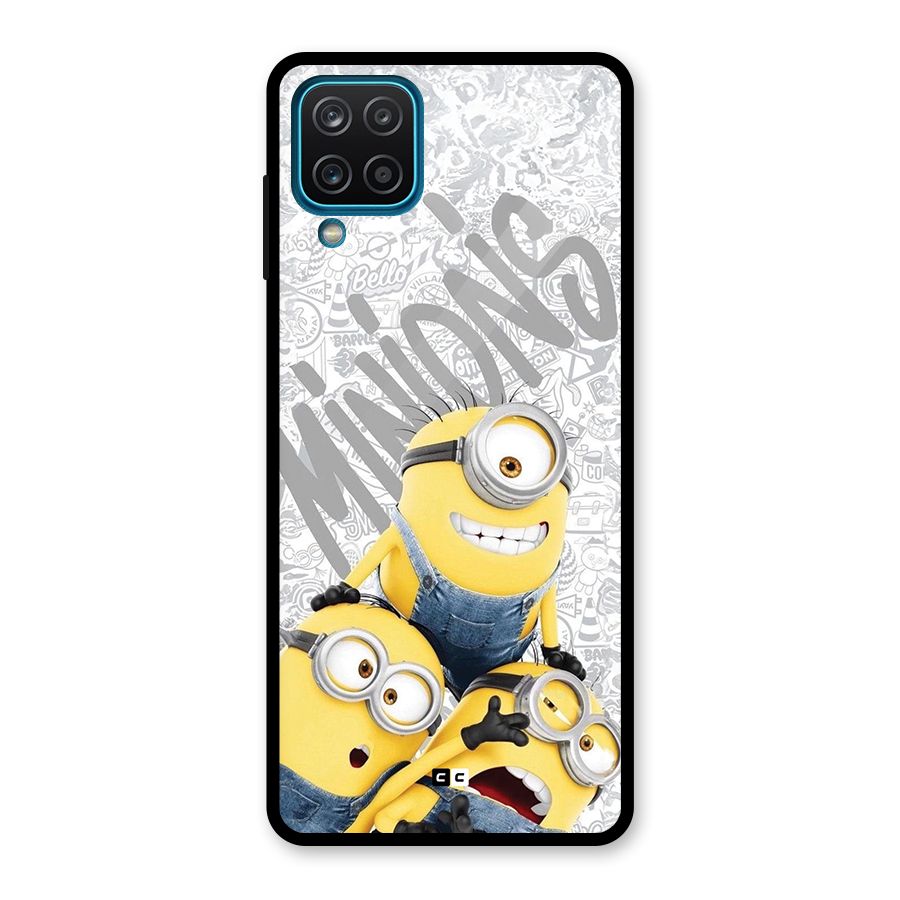 Minions Typo Glass Back Case for Galaxy A12
