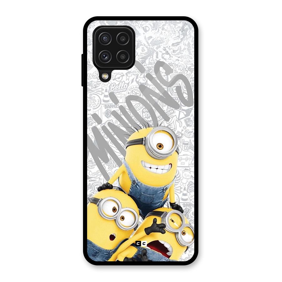 Minions Typo Glass Back Case for Galaxy A22 4G