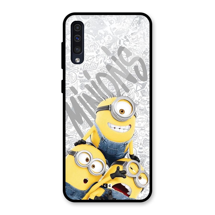 Minions Typo Glass Back Case for Galaxy A30s