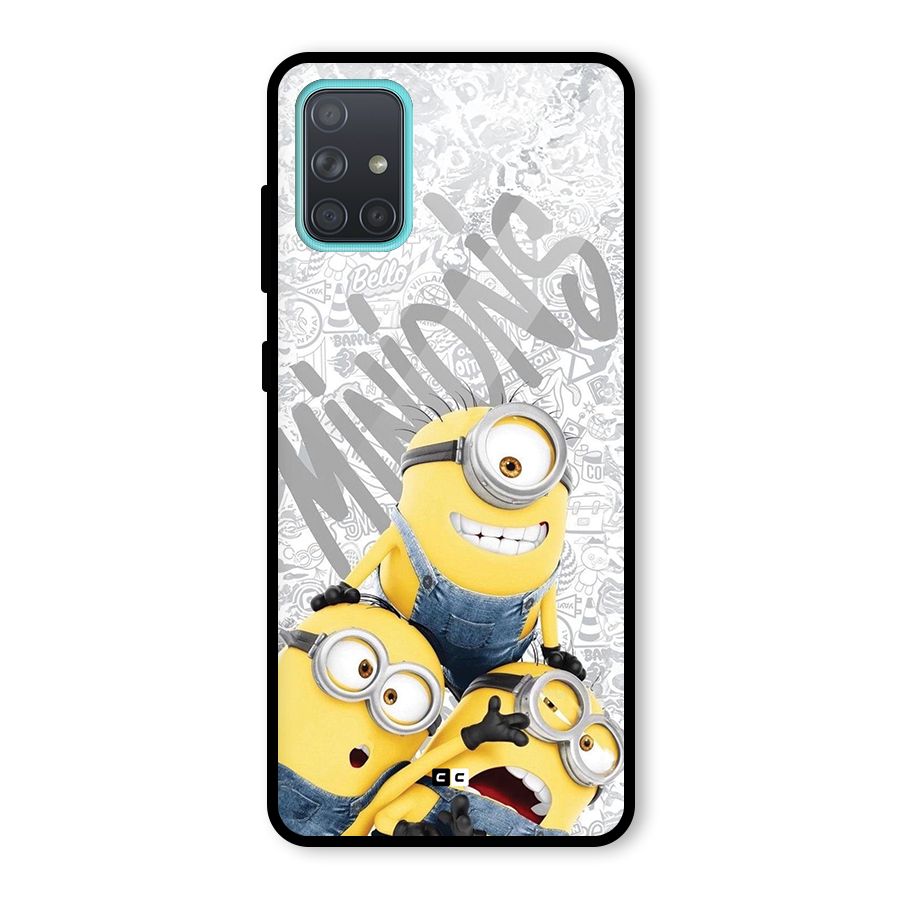 Minions Typo Glass Back Case for Galaxy A71